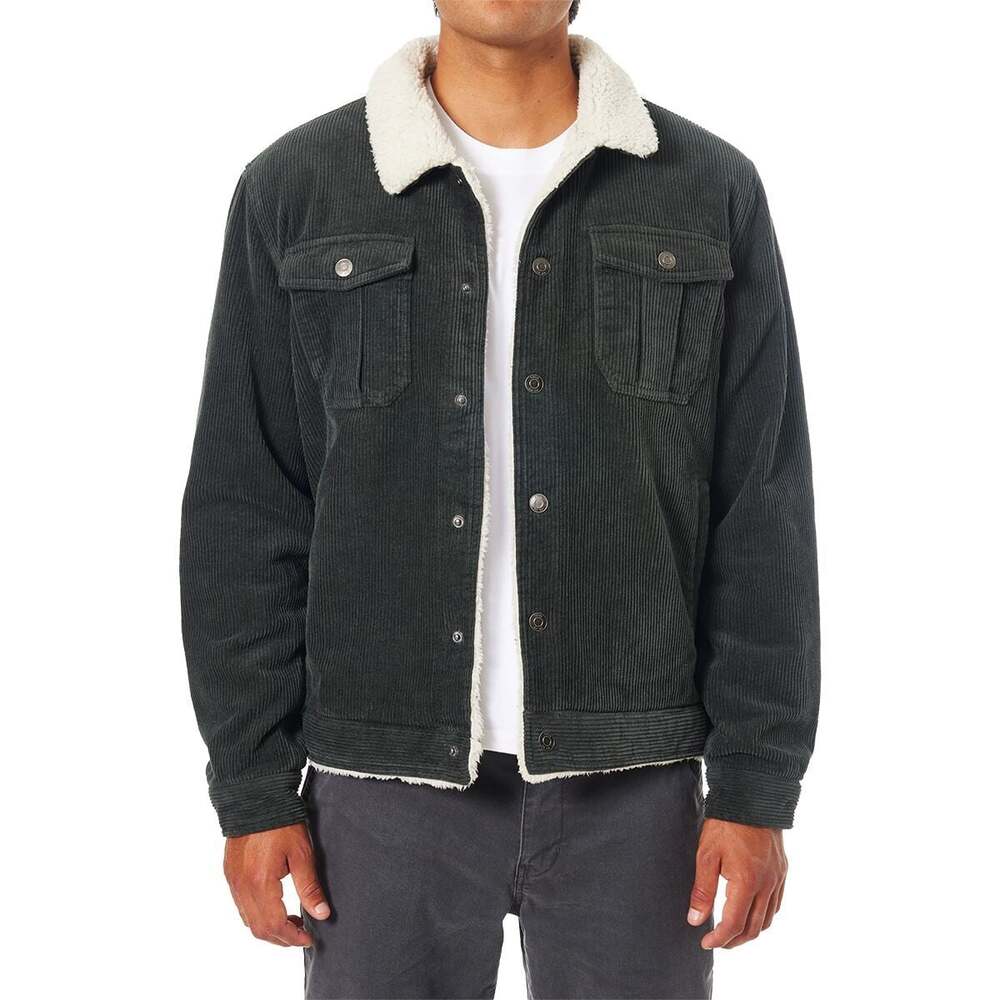 Katin Harris Corduroy Sherpa-Lined Trucker Jacket Charcoal Grey Men's Medium